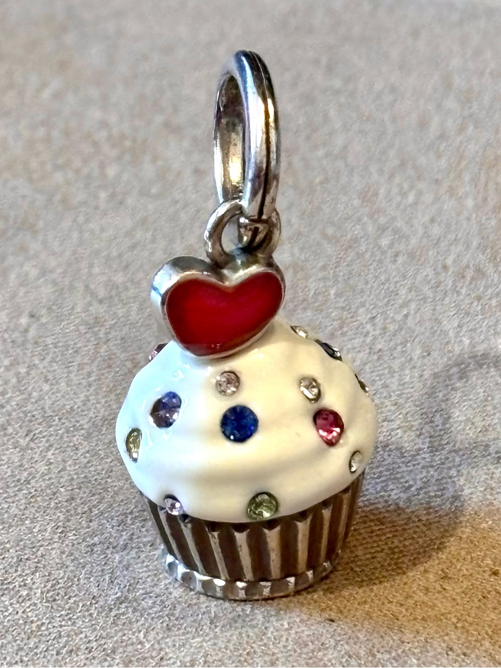 🆕Listing Brighton Celebrate Cupcake charm Rainbow crystal sprinkles Heart on top